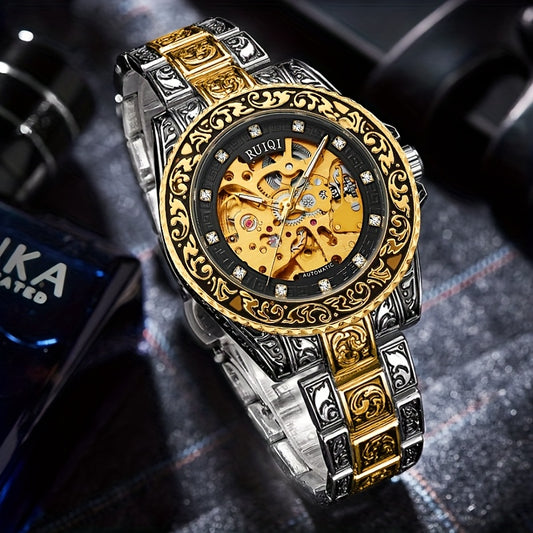 RUIQI Luxury Stainless Steel Automatic Watch - Vintage World Time