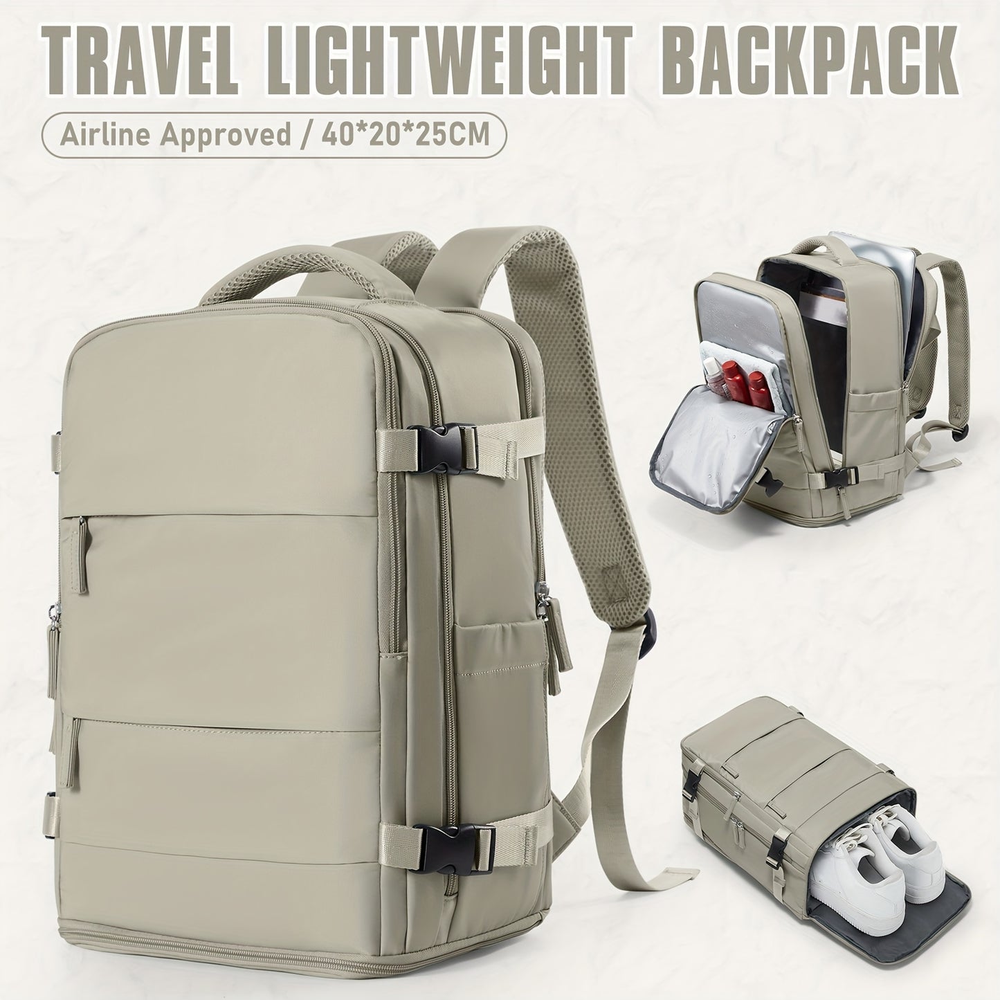 Lightweight Travel Backpack 40x30x20cm - Airline Approved Carry-On