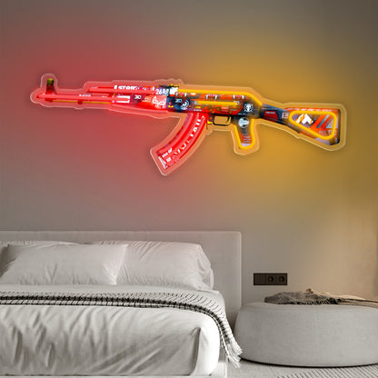 Cool AK47 Shaped Neon Lights | UV Printed, 59.99 cm by 18.49 cm, USB Powered with Ten Levels of Brightness, Suitable for Gaming Rooms and Home Decor, Perfect Gift for Friends