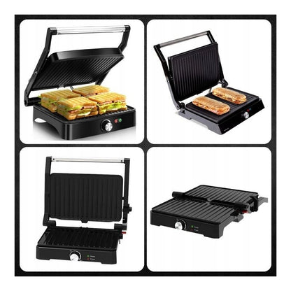 MEMFLOW Electric Panini Grill Toaster 1000W - Foldable Non-Stick
