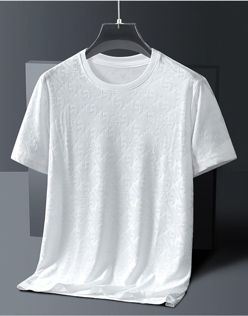 Men's Jacquard Summer Shirt - Ice Feel Round Neck