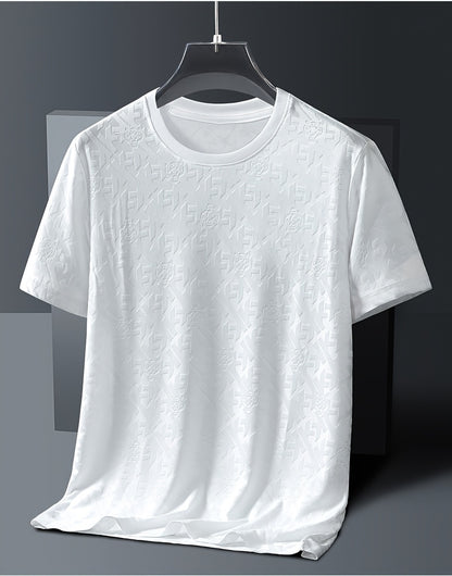 Men's Jacquard Summer Shirt - Ice Feel Round Neck