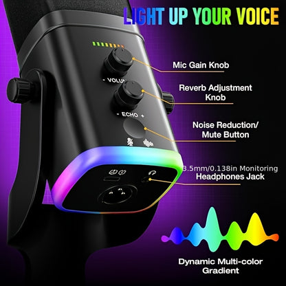 XLR/USB Dynamic Microphone - RGB Gaming Streaming Mic