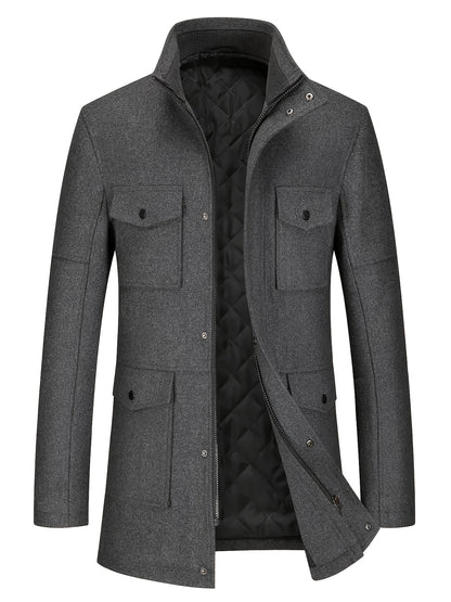 Men's Autumn/Winter Tweed Coat - Business Double-Breasted Wool