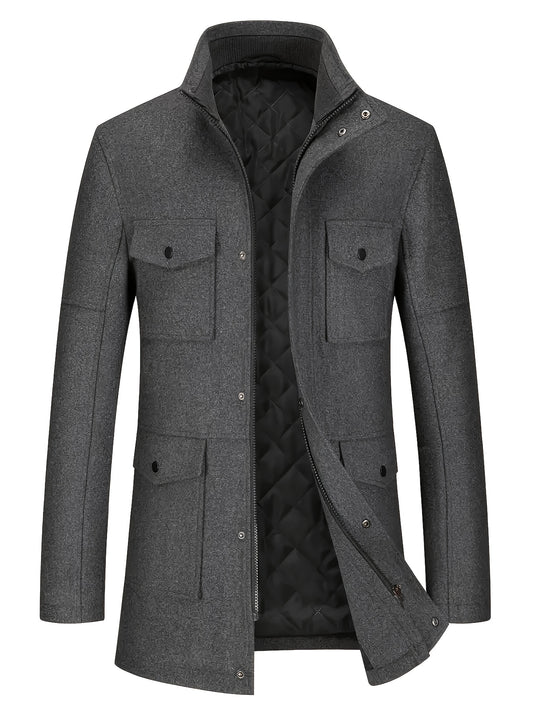 Men's Autumn/Winter Tweed Coat - Business Double-Breasted Wool