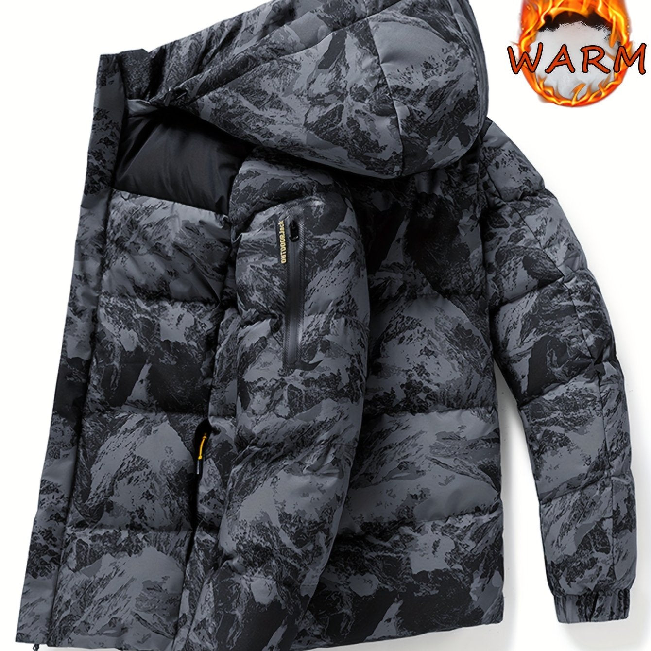 Men's Winter Heavy-Duty Camo Jacket - Hooded Parka Coat