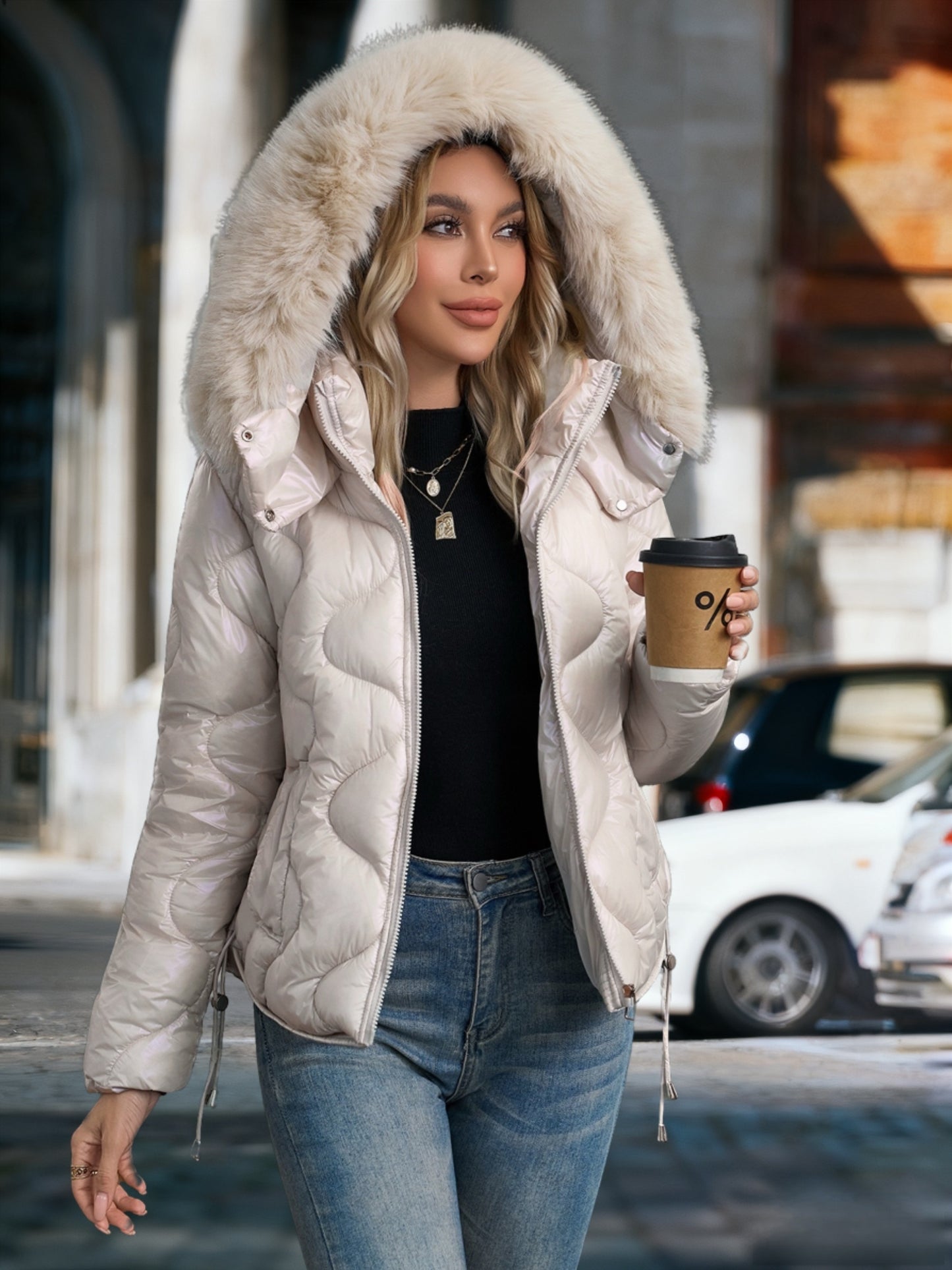 Women's Winter Puffer Jacket - Hooded Elegant Warm Coat