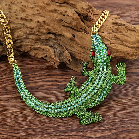 Exaggerated Large Crocodile Necklace