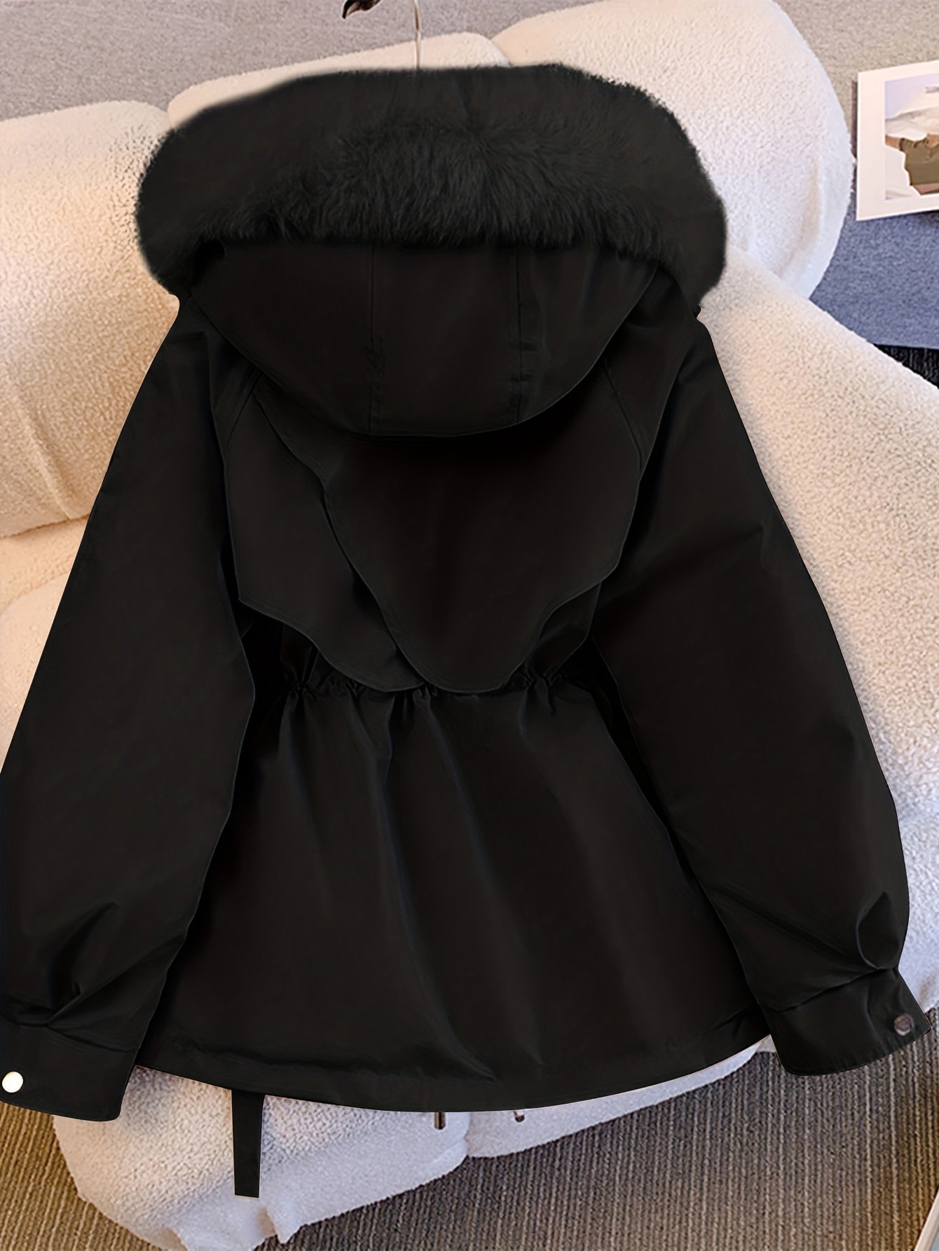 Women's Winter Fleece-Lined Thermal Coat - Full-Zip A-Line Hood