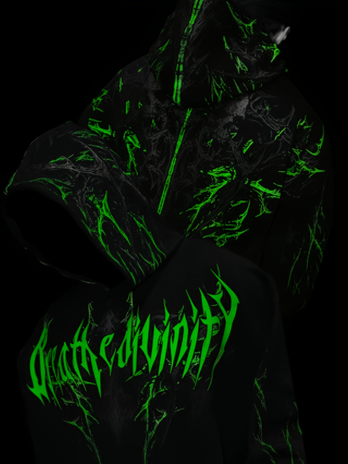 Men's Gothic Hoodie - Loose Fit Full-Zip with Pockets