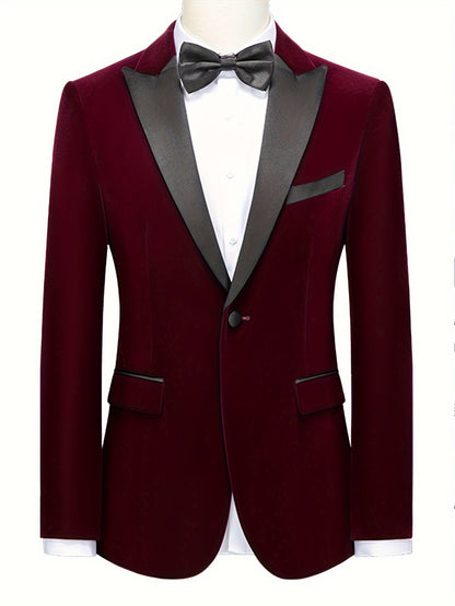 Men'S Elegant Italian Style Red Double-Breasted Blazer
