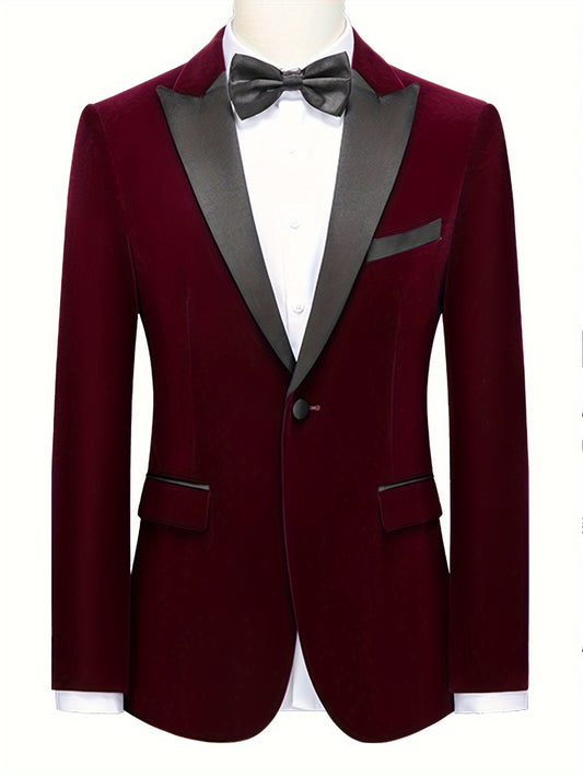 Men'S Elegant Italian Style Red Double-Breasted Blazer