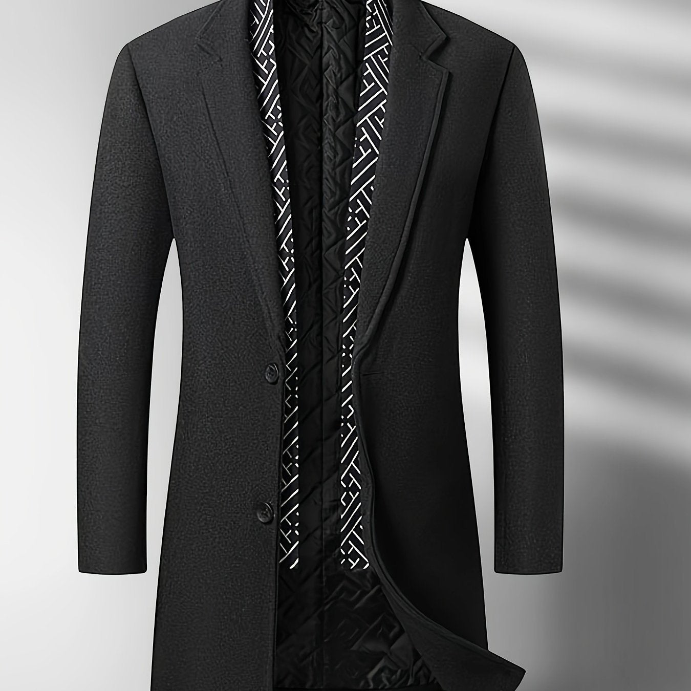 Men's Autumn Winter Thickened Tweed Jacket - Detachable Scarf