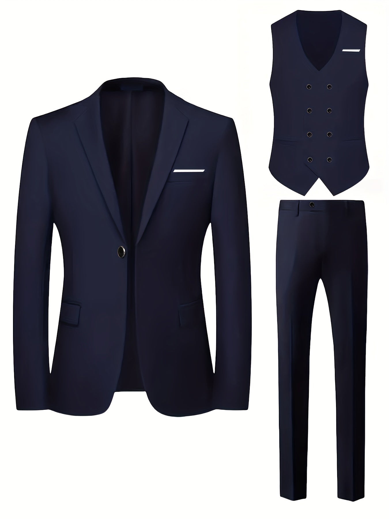 Men's 3pcs Suit Set - Blazer Vest Pants Elegant