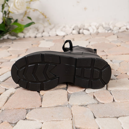 Women's Chunky Platform Ankle Boots - Fleece-Lined Black British