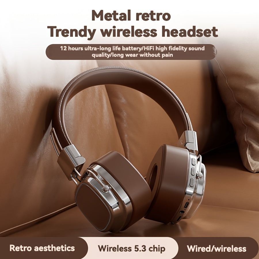 Retro Wireless Headphones - HiFi Deep Bass with 350mAh Battery