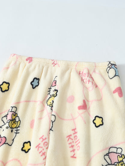 Hello Kitty Women's Flannel Sleep Pants - Thick Warm Winter