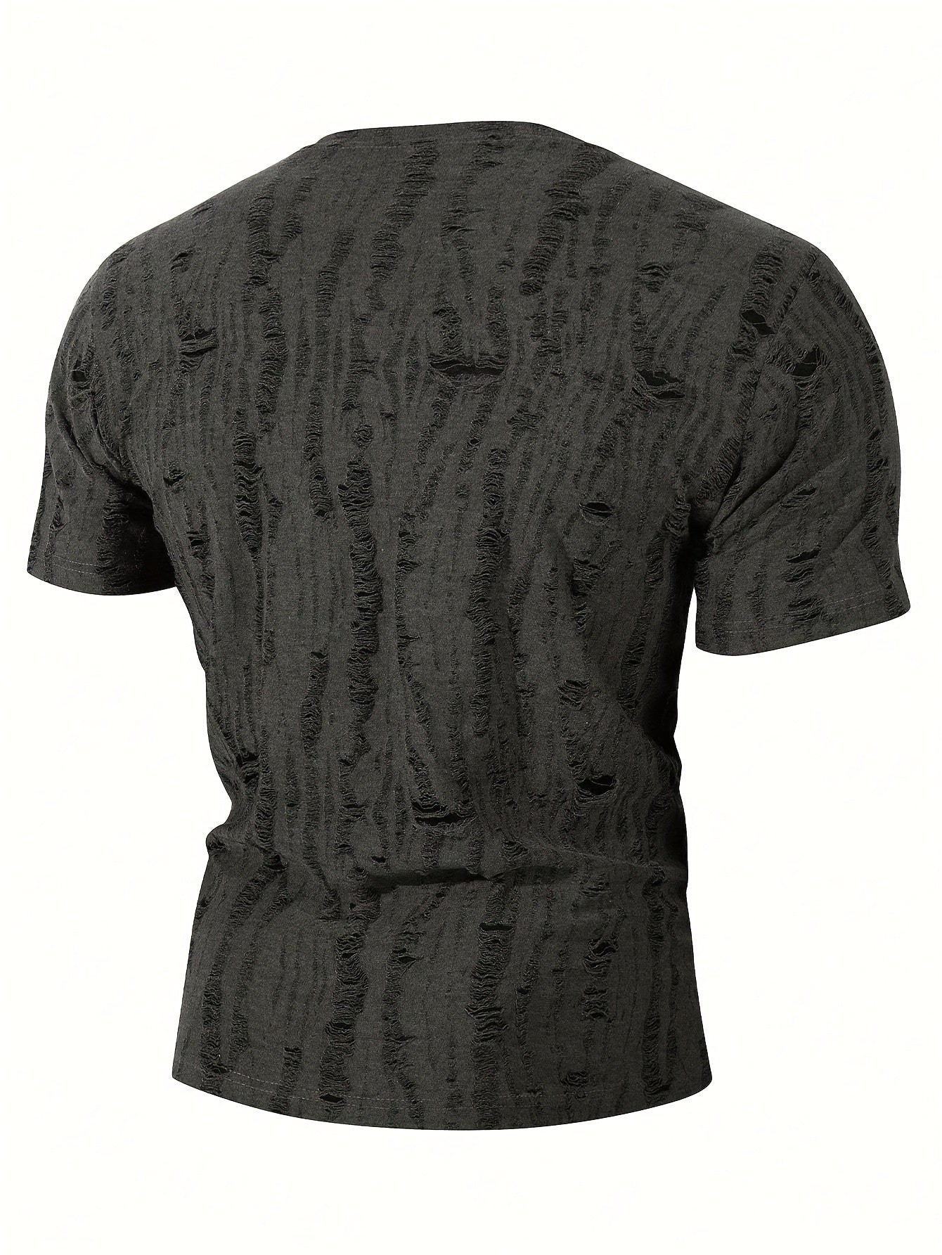 Men's Summer Distressed T-Shirt - Gray Ripped Design