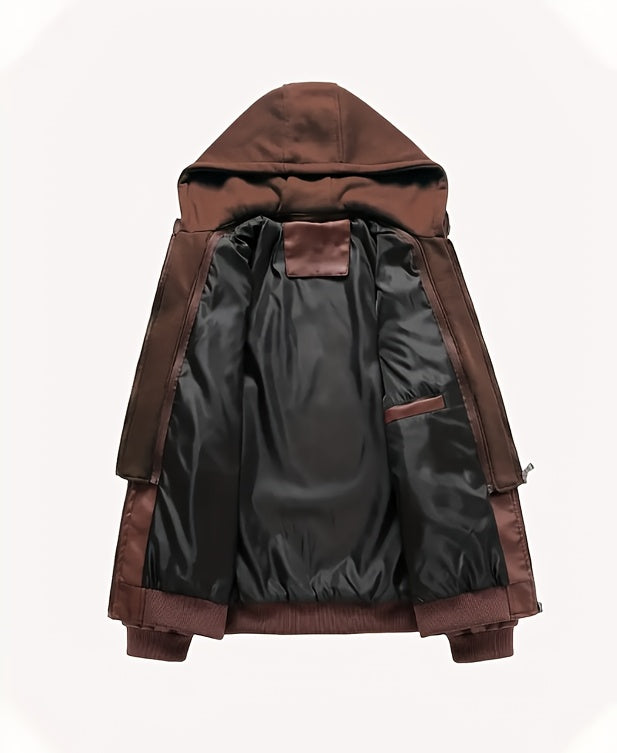 Men's Hooded Jacket - Full-Zip Zippered Pockets Lightweight