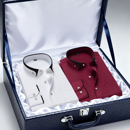 Men's Casual Business Shirt 1+1pc - Lapel Chest Pocket