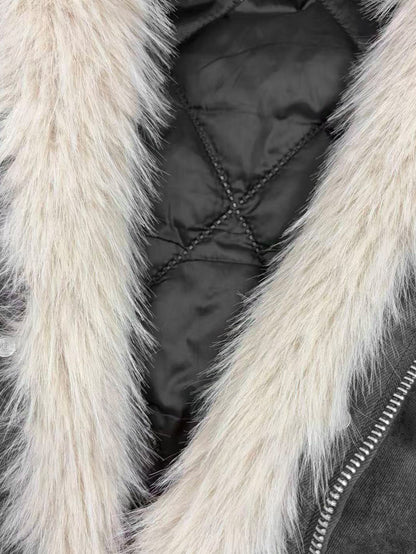 Hooded Warm Jacket with Fur Collar