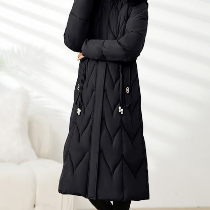 Damenmantel in Übergröße, knielang, neue Wintermode, schmal geschnitten, mit Kapuze und dickem Futter, Winterjacke für Damen in Übergröße, leichte Wintermäntel für Damen mit Taschen, Jacke für Damen in Übergröße