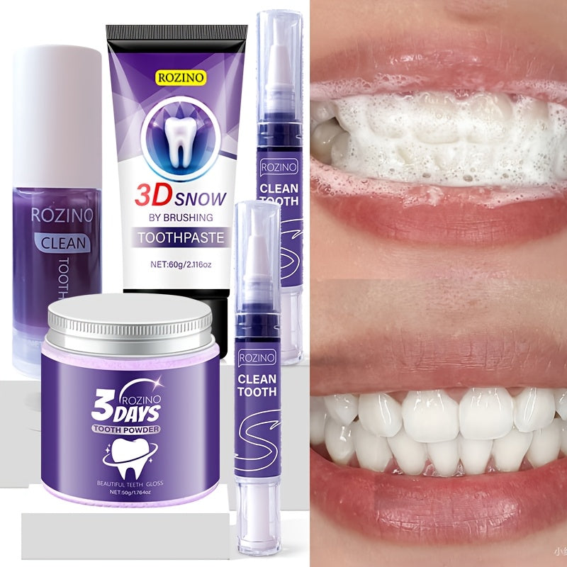 Teeth Whitening Set 5pcs - Toothpaste Powder & Beauty Pencil