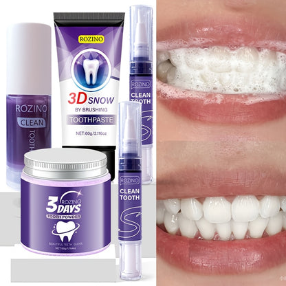 Teeth Whitening Set 5pcs - Toothpaste Powder & Beauty Pencil