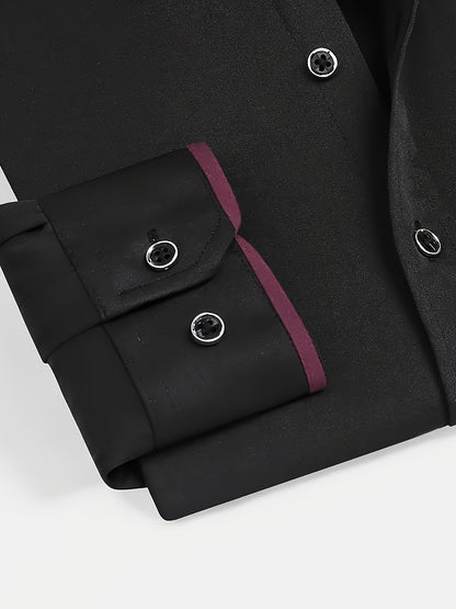 1+1 Men's Double Lapel Long Sleeve Shirt - Fashion Business Casual