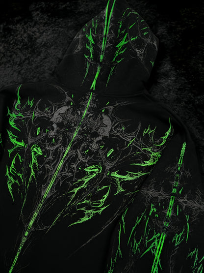 Men's Gothic Hoodie - Loose Fit Full-Zip with Pockets