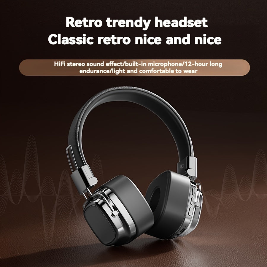 Retro Wireless Headphones - HiFi Deep Bass with 350mAh Battery