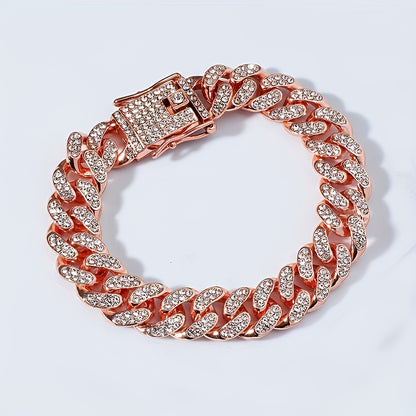 Luxurious Rhinestone Cuban Link Bracelet Unisex