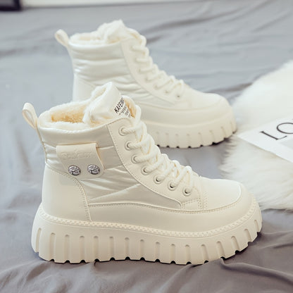 Women's Winter Boots - Thick Platform Lace-Up Ankle Boots