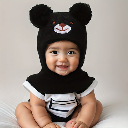 Baby Bear Ear Mask & Beanie - 0-8 Years Winter Hat