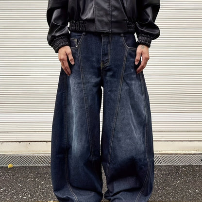 Men's Vintage Washed Distressed Denim - Loose Straight-Leg