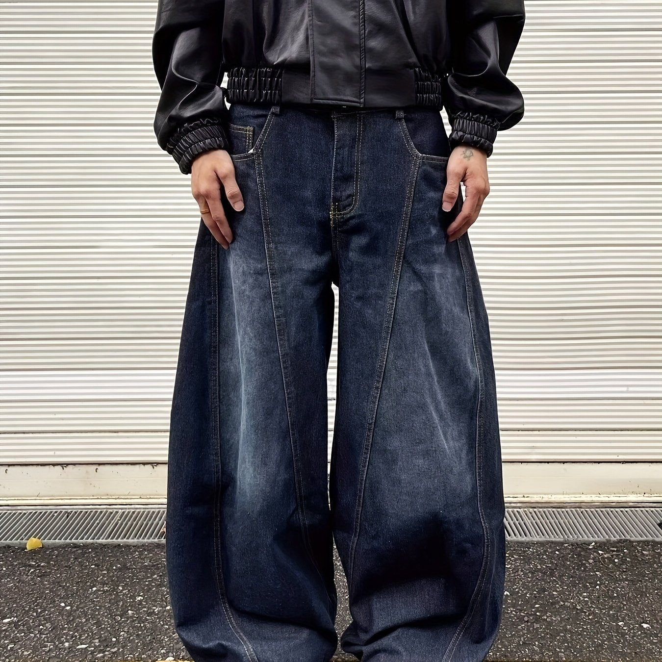 Men's Vintage Washed Distressed Denim - Loose Straight-Leg