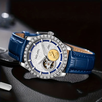 VerdeMontre Men's Luxury Automatic Mechanical Watch - Skeleton Dial World Time