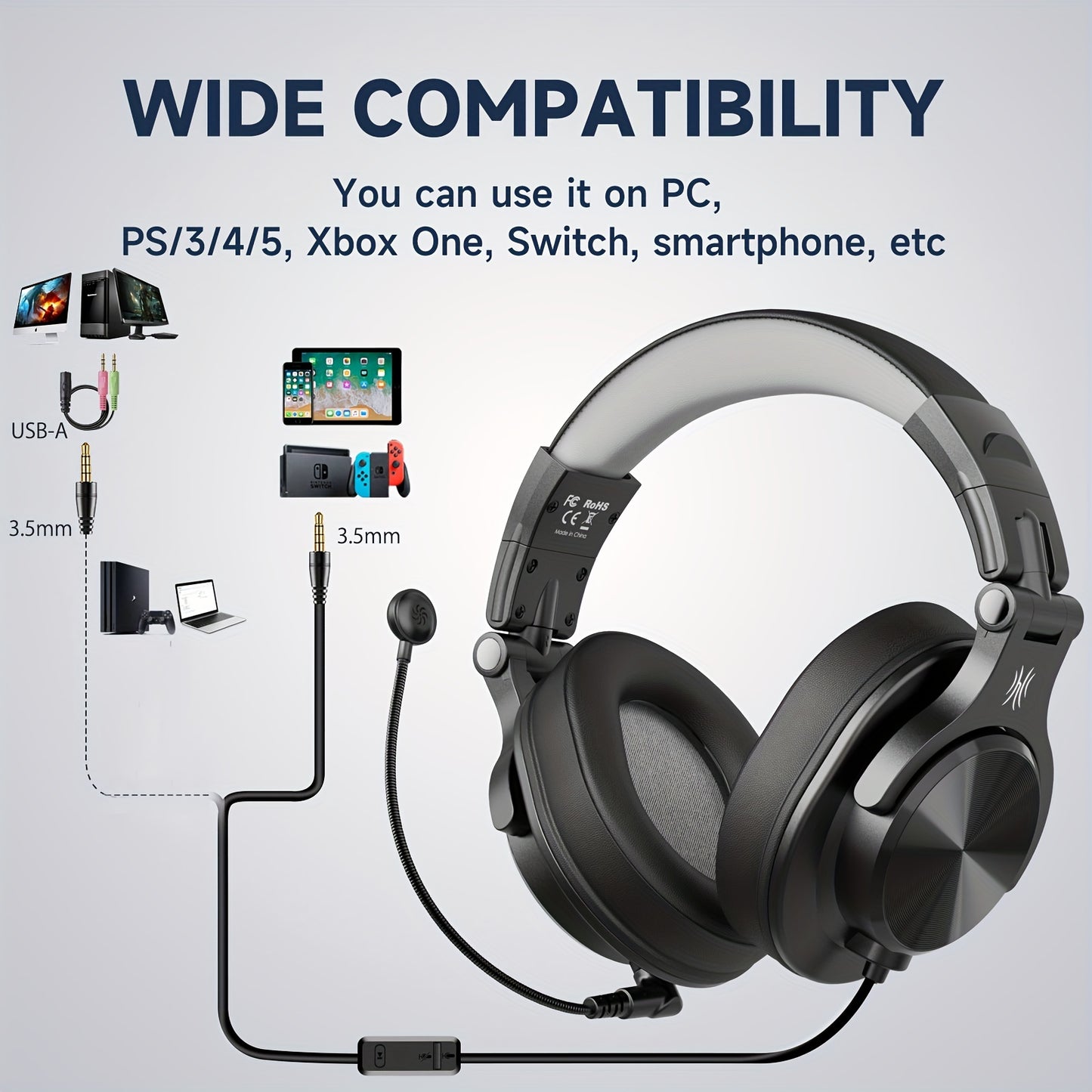 Oneodio A71D Wired Gaming Headset - Detachable Mic & Surround Sound