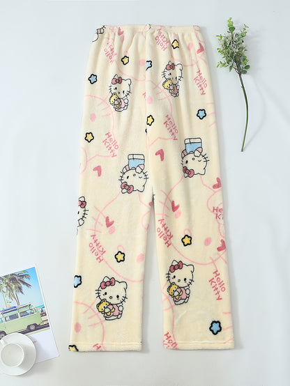 Hello Kitty Women's Flannel Sleep Pants - Thick Warm Winter