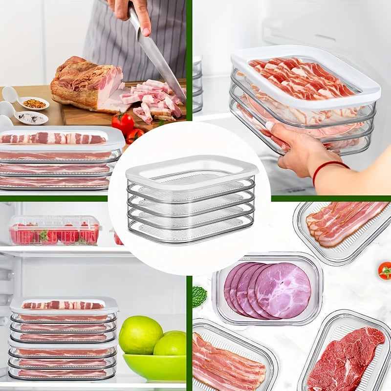 4-Tier Stackable Food Storage Containers - Refrigerator Organizer