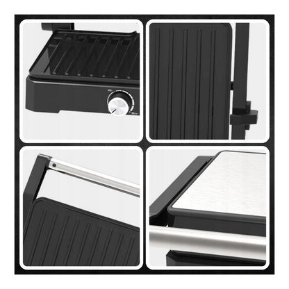 MEMFLOW Electric Panini Grill Toaster 1000W - Foldable Non-Stick