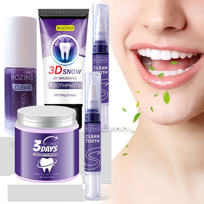 Teeth Whitening Set 5pcs - Toothpaste Powder & Beauty Pencil