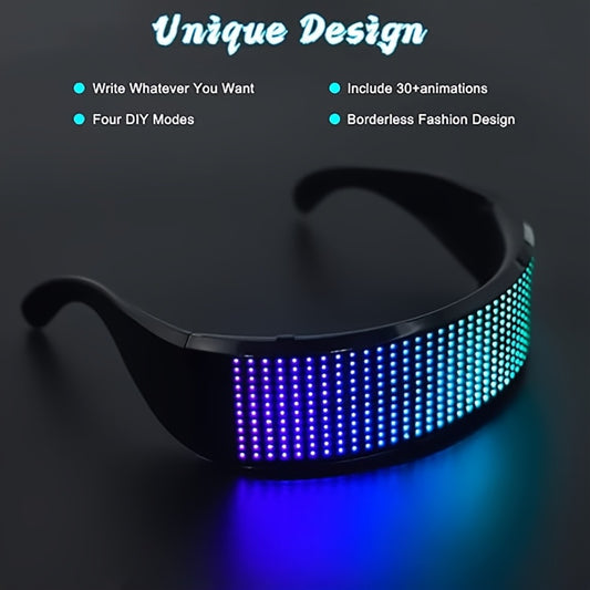 Full-Color LED Glasses - App Control Programmable for Raves & Parties