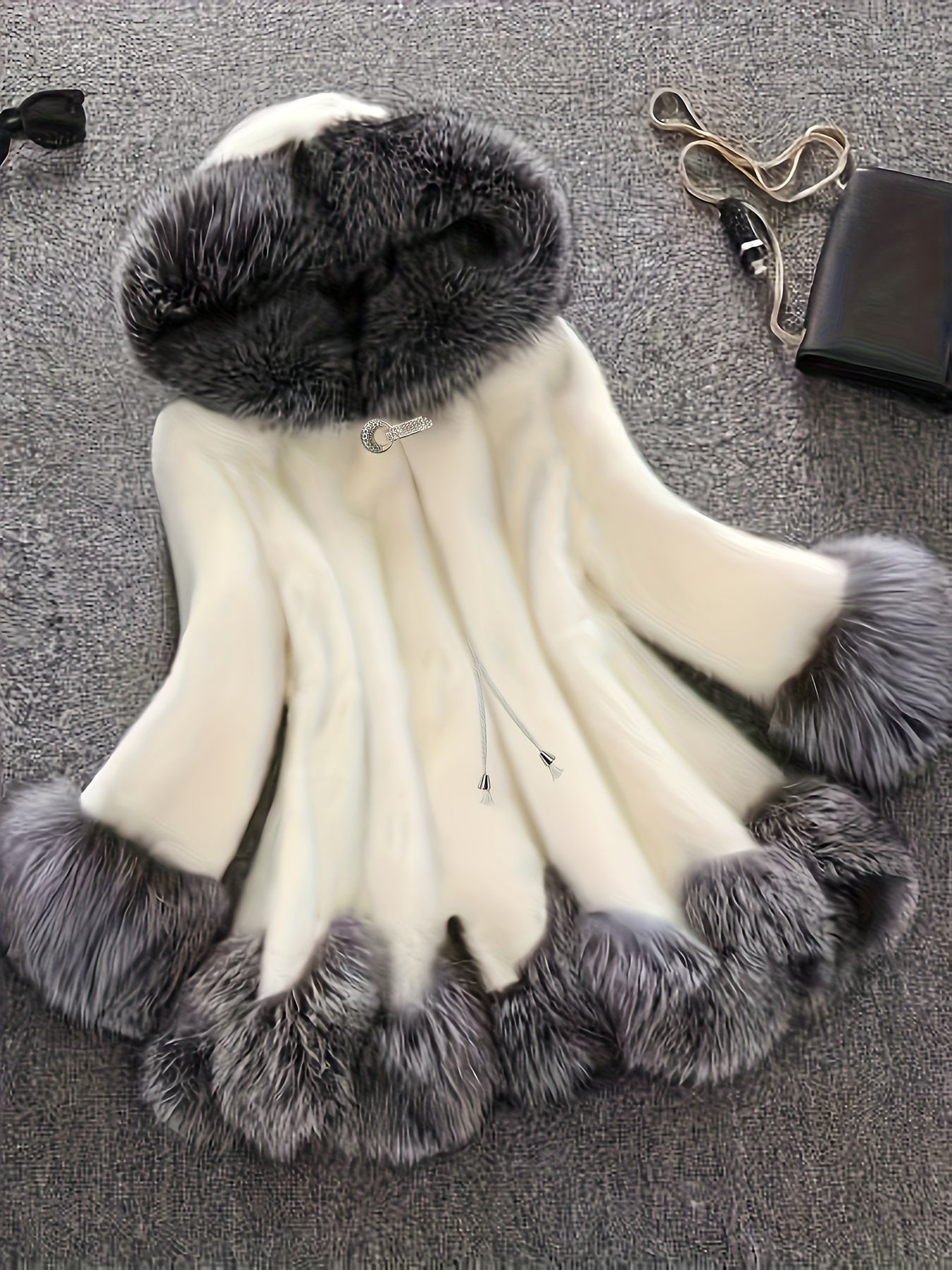 Plus Size Women's Faux Fur-Lined Hooded Coat