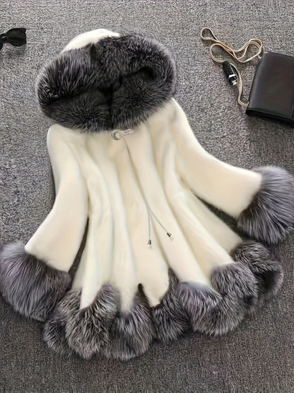 Plus Size Women's Faux Fur-Lined Hooded Coat