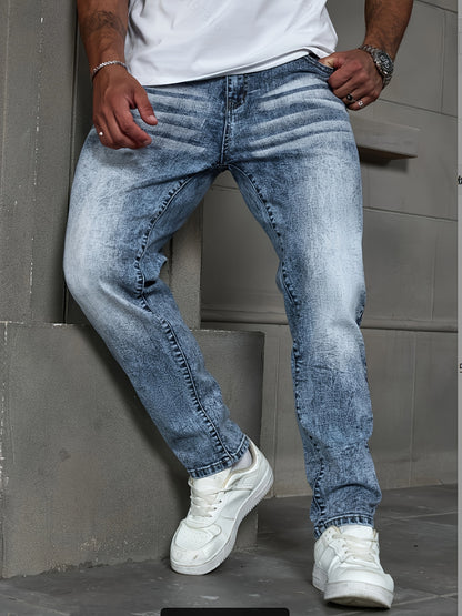 Men's Fashion Casual Stretch Denim Jeans - Light Blue Flake