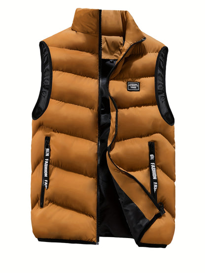 Men's Sleeveless Vest - Warm Zippered Stand Collar