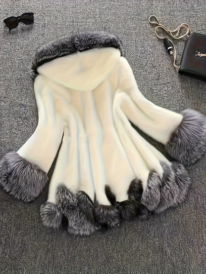 Plus Size Women's Faux Fur-Lined Hooded Coat