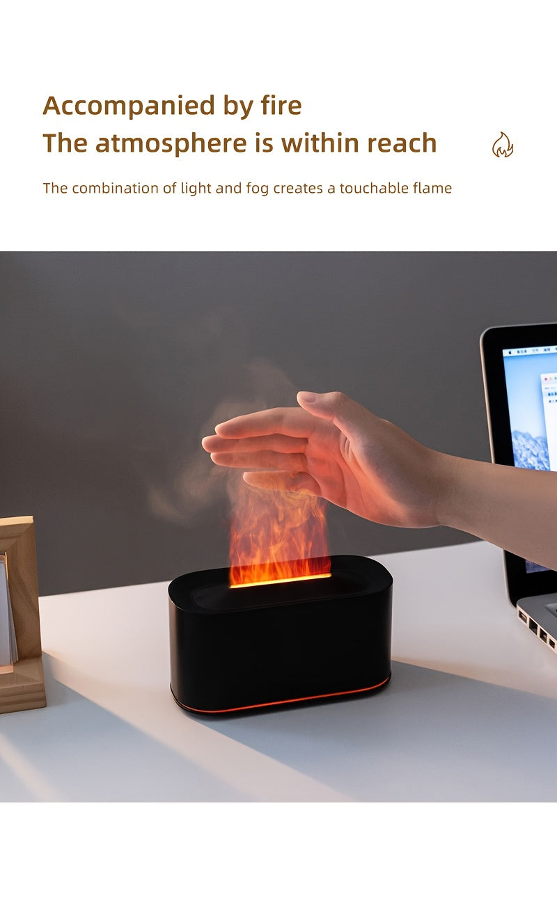 USB Flame Aroma Diffuser - Essential Oil Humidifier with Nightlight
