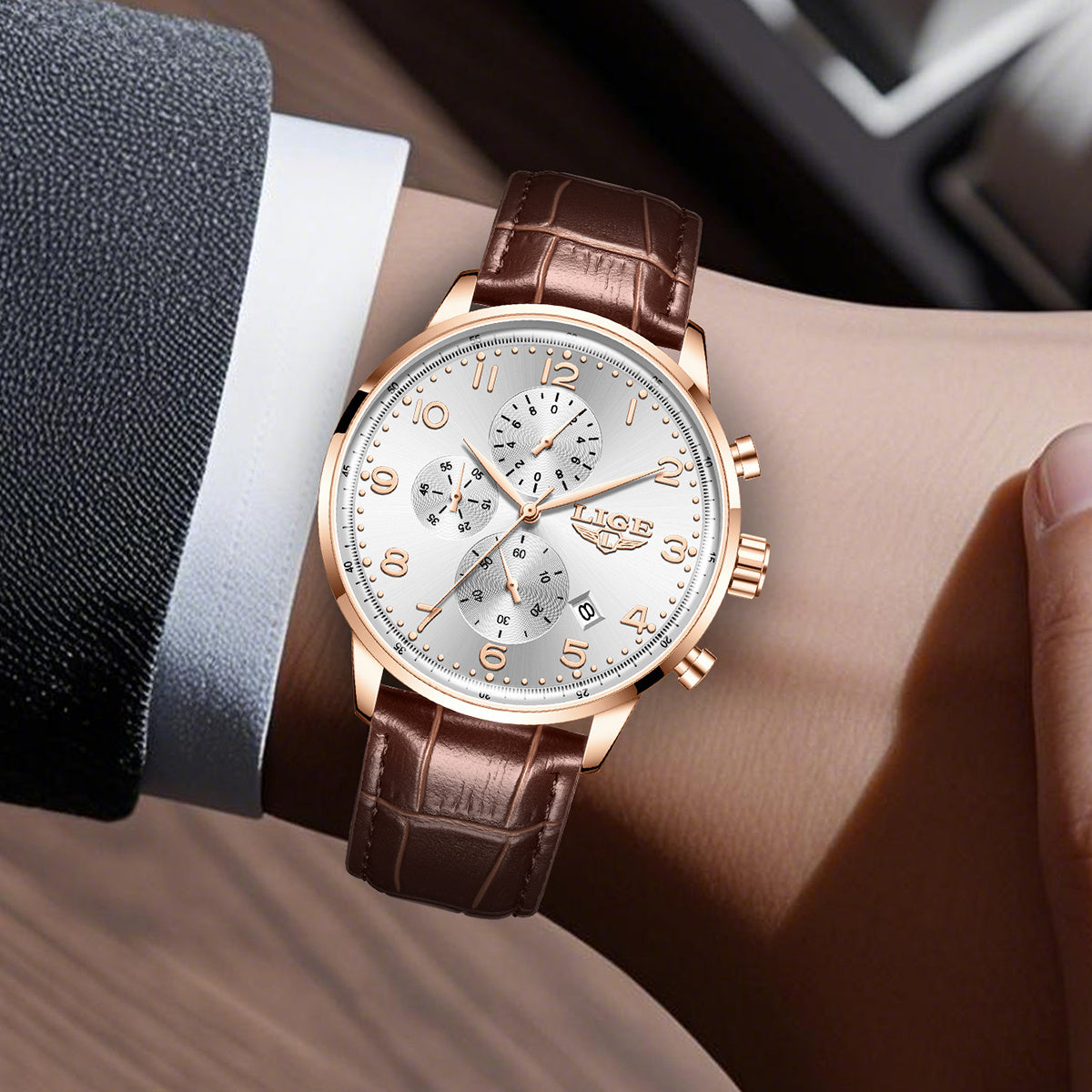 LIGE Men's Elegant Chronograph Watch